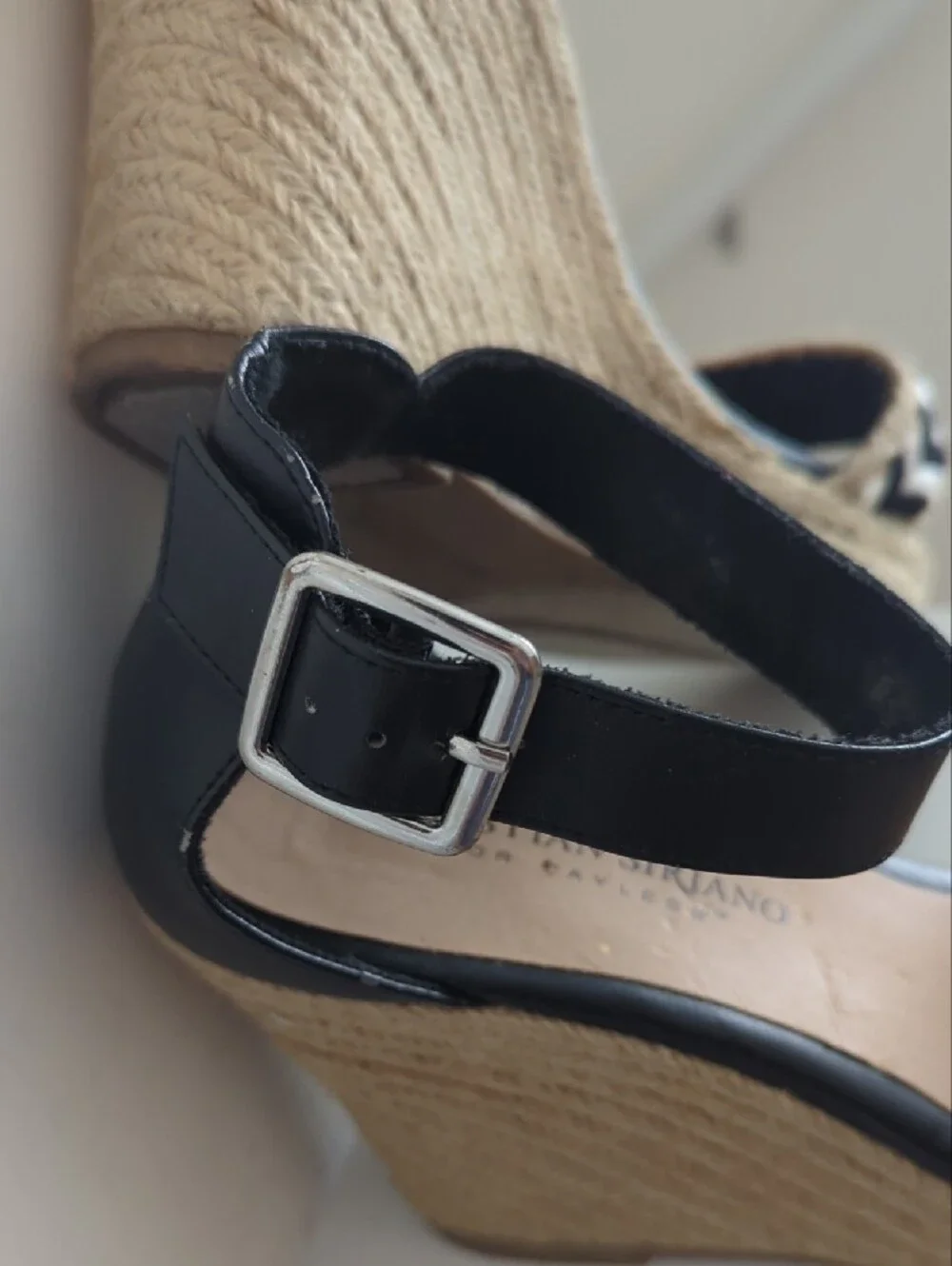 Christian Siriano Black and Natural Espadrille Wedge Sandals